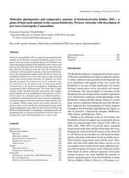 Molecular Phylogenetics and Comparative Anatomy Of