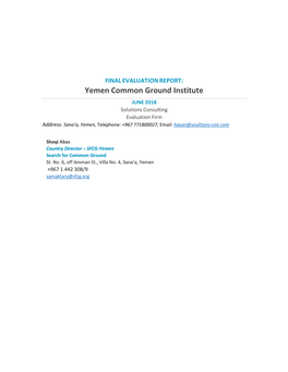 FINAL EVALUATION REPORT: Yemen Common Ground Institute