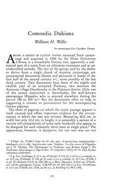 Comoedia Dukiana , Greek, Roman and Byzantine Studies, 32:4 (1991:Winter) P.331