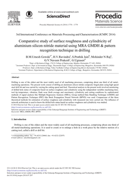 Comparative Study of Surface Roughness and Cylindricity of Aluminium Silicon Nitride Material Using MRA GMDH & Pattern Recognition Technique in Drilling