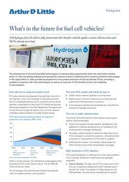 What's in the Future for Fuel Cell Vehicles?