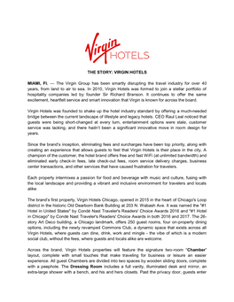 THE STORY: VIRGIN HOTELS MIAMI, Fl. — the Virgin Group Has Been