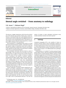 Sternal Angle Revisited E from Anatomy to Radiology