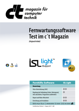 Fernwartungssoftware Test Im C´T Magazin (Original Artikel) Ct.1908.136-145 22.08.2008 12:12 Uhr Seite 136