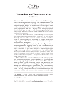 Humanism and Transhumanism Fred Baumann