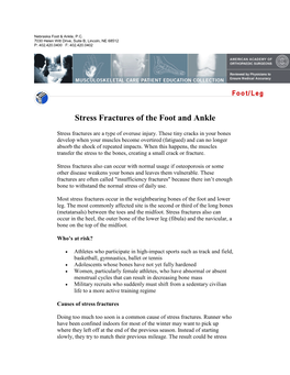 Stress Fractures of the Foot and Ankle