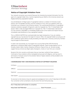 Notice of Copyright Violation Form