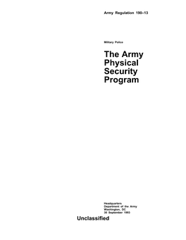 AR 190-13 the Army Physical Security Program