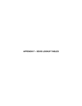 Appendix F – Sevis Lookup Tables