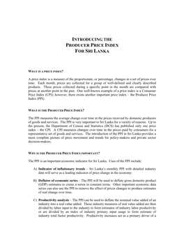 Introducing the Producer Price Index for Sri Lanka