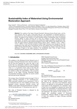 Sustainability Index of Watershed Using Environmental Restoration Approach