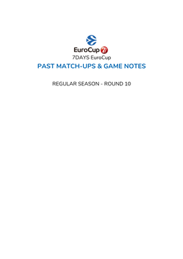 Past Match-Ups & Game Notes