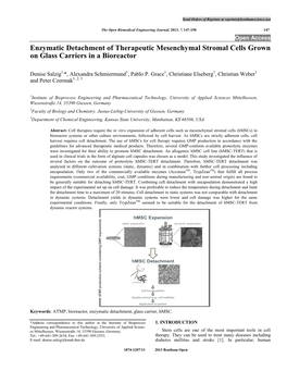 Enzymatic Detachment of Therapeutic Mesenchymal Stromal Cells Grown on Glass Carriers in a Bioreactor