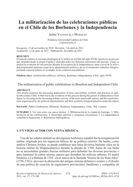 La Militarización De Las Celebraciones Públicas En El Chile De Los Borbones Y La Independencia