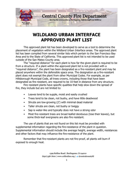 Wildland Urban Interface Approved Plant List