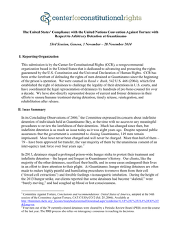 The United States' Compliance with the United Nations Convention Against Torture with Respect to Arbitrary Detention at Guant