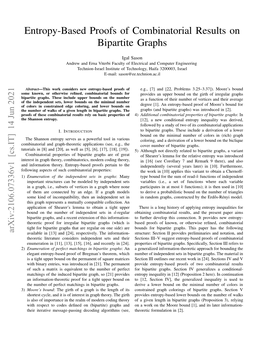 Entropy-Based Proofs of Combinatorial Results on Bipartite Graphs