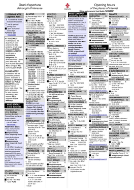 Orari D'apertura Opening Hours
