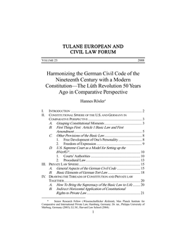 Harmonizing the German Civil Code of the Nineteenth Century with a Modern Constitution—The Lüth Revolution 50 Years Ago in Comparative Perspective