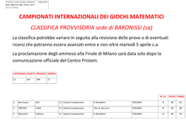 Campionati Internazionali Dei Giochi Matematici Classifica