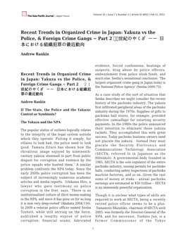 Yakuza Vs the Police, & Foreign Crime Gangs