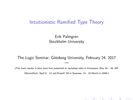 Intuitionistic Ramified Type Theory