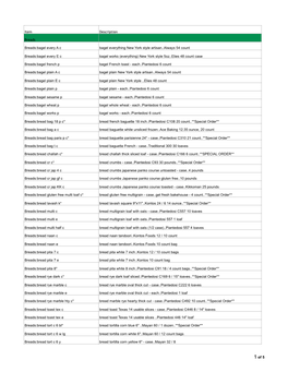 Retail Product List-Breads