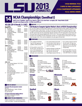 NCAA CHAMPIONSHIPS APPEARANCES LSU 116 ALL-AMERICA HONORS NCAA Championships (Semifinal I) 14 April 19 2 P.M