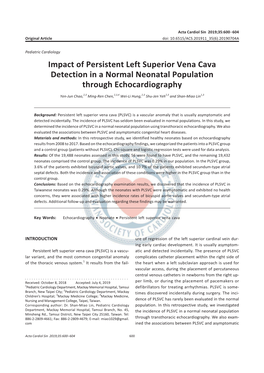 Impact of Persistent Left Superior Vena Cava Detection in a Normal Neonatal Population Through Echocardiography