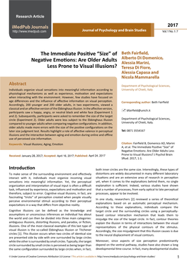 Of Negative Emotions: Are Older Adults Less Prone to Visual Illusions?