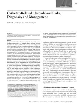 Catheter-Related Thrombosis: Risks, Diagnosis, and Management