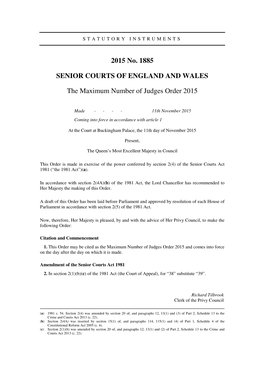 The Maximum Number of Judges Order 2015