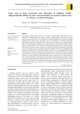 Assessment and Alleviation of Raffinose Family Oligosaccharides (Rfos) of Seed- and Sprout-Flours of Soybean [Glycine Max (L.) Merr.] - a Commercial Aspect