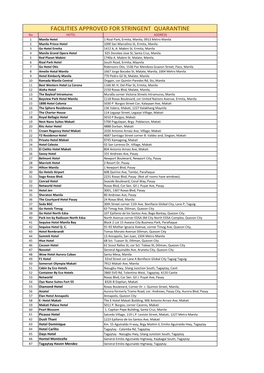 Facilities Approved for Stringent Quarantine