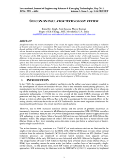 Silicon on Insulator Technology Review