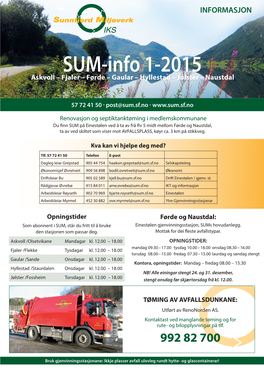 SUM-Info 1-2015 Askvoll – Fjaler – Førde – Gaular – Hyllestad – Jølster – Naustdal