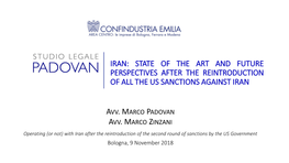 Iran: State of the Art and Future Perspectives After the Reintroduction of All the Us Sanctions Against Iran