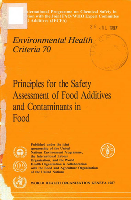 Principles for the Safety Assessment of Food Additives and Contaminants in Food