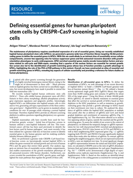 Defining Essential Genes for Human Pluripotent Stem Cells by CRISPR–Cas9 Screening in Haploid Cells