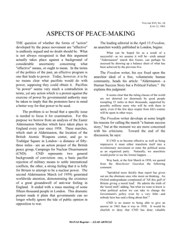 Aspects of Peace-Making