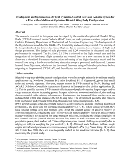 Development and Optimization of Flight Dynamics, Control Laws and Avionics System for a UAV with a Multi-Scale Optimized Blended Wing Body Configuration