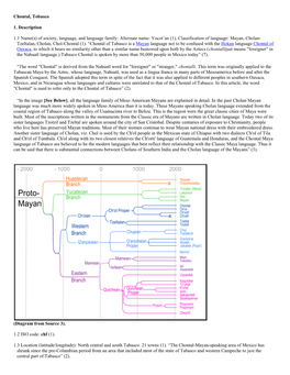 Chontal, Tobasco 1. Description 1.1 Name(S) of Society, Language, And