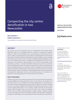 Compacting the City Centre: Densification in Two Newcastles