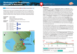 Wanderung Auf Den Monte Caslano, 522 M.Ü.M. Im Malcantone