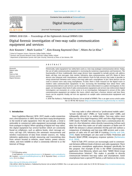 Digital Forensic Investigation of Two-Way Radio Communication Equipment and Services