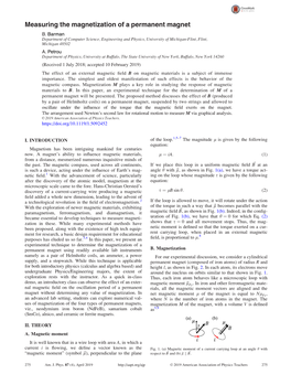 Measuring the Magnetization of a Permanent Magnet B