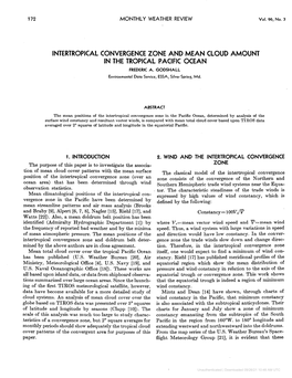 Intertropical Convergence Zone and Mean Cloud Amount in the Tropical Pacific Ocean Frederic A