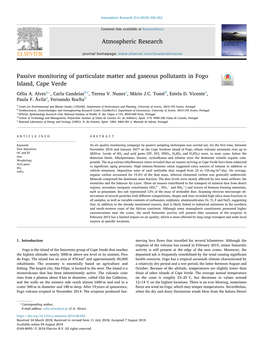 Passive Monitoring of Particulate Matter and Gaseous Pollutants in Fogo Island, Cape Verde T ⁎ Célia A