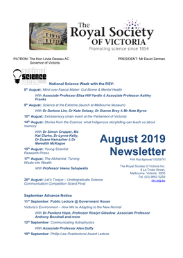 August 2019 Newsletter