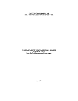 Toxicological Profile for Hexachlorocyclopentadiene (Hccpd)